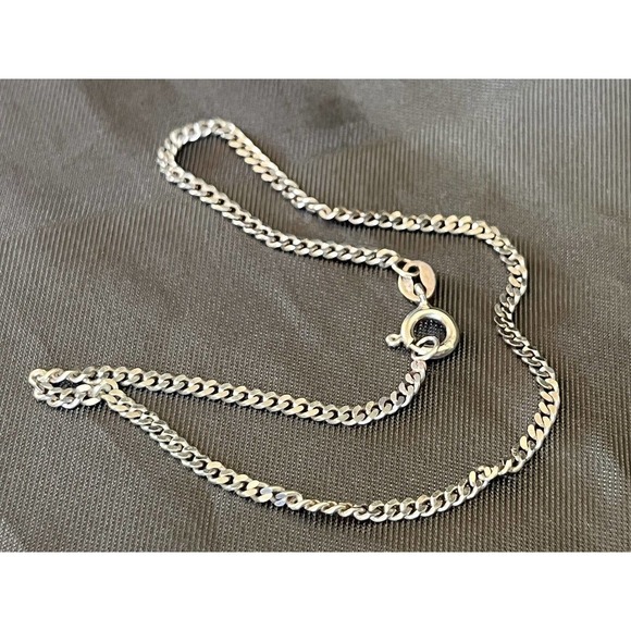 Vintage Sterling Silver Milor Anklet Flat Chain Made in Italy By Milor 9" Long - Picture 5 of 10